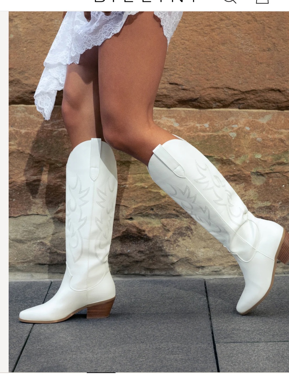 Billini Urson White Knee-High Western Heeled Boots, NWOT